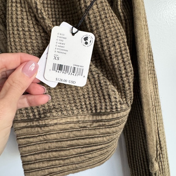 Free People Tan Textured Bomber Jacket - Picture 2 of 4